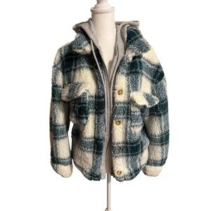 Plaid Sherpa Jacket with Hood